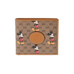 Gucci Disney brown beige GG Supreme bifold wallet
